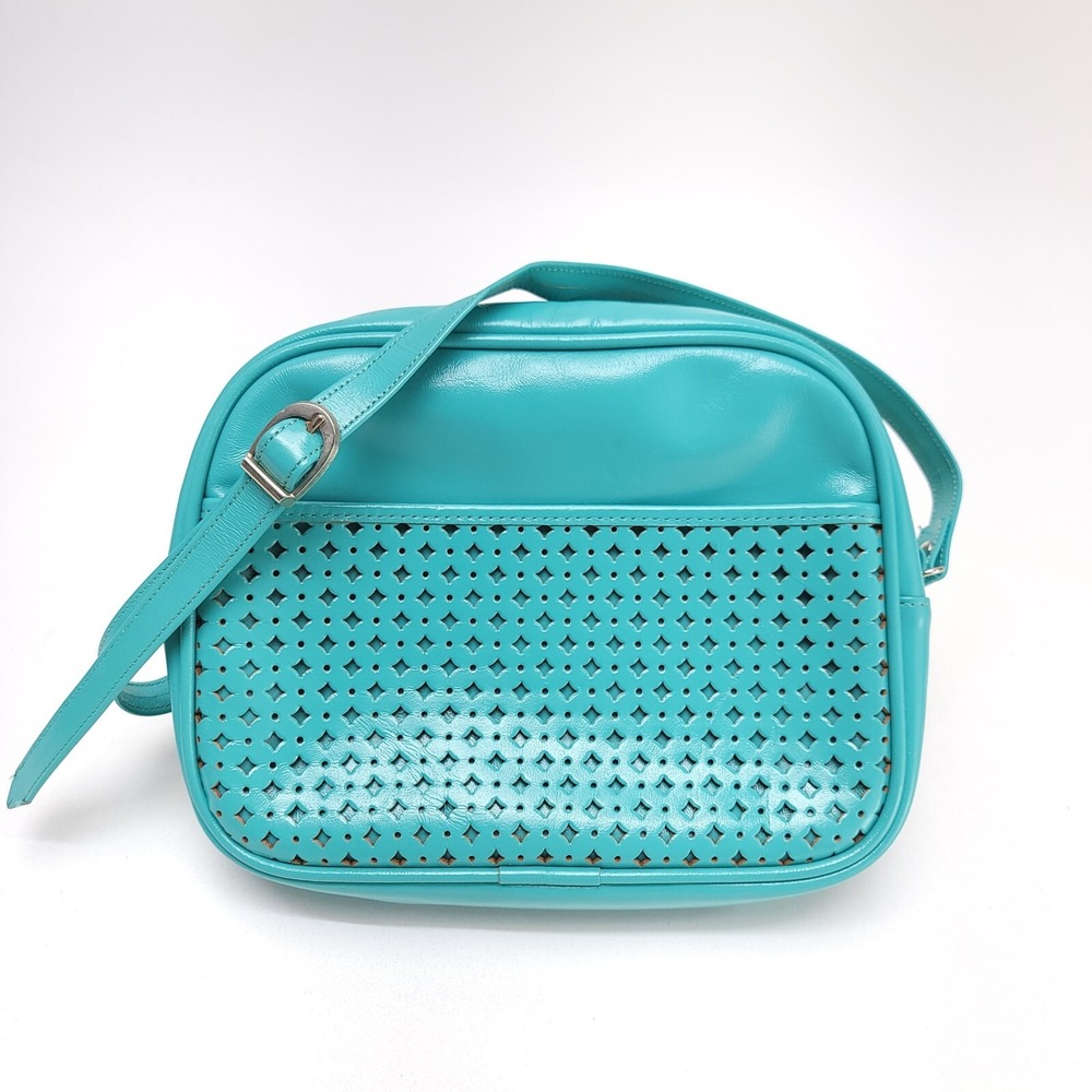 NEW Tic-Tac-Toes Vintage Teal Aqua‎ Leather Womens Purse Handbag Clutch